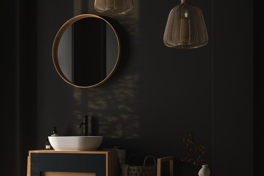 lampu kamar mandi hitam putih