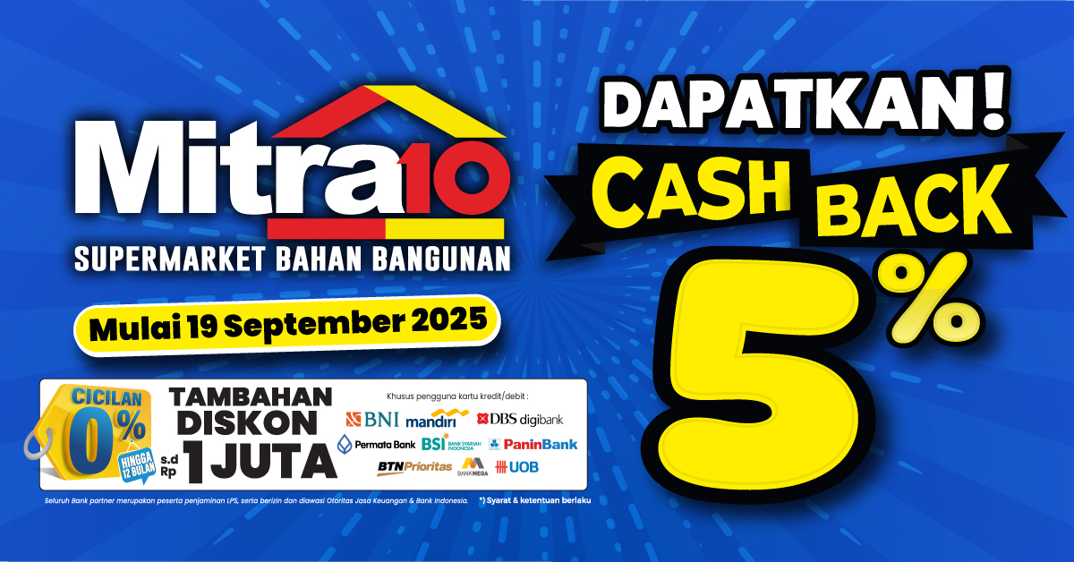Promo Cashback 5% Mitra10 | Periode : 22-30 September 2025