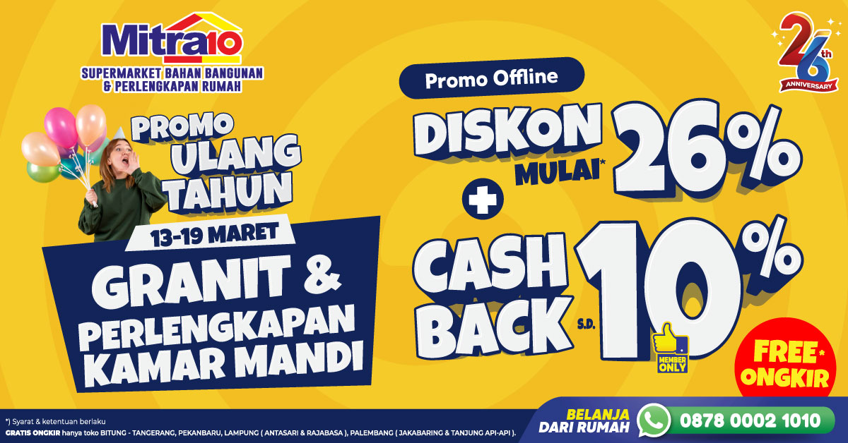 Banner Promo Cashback S.d 10% Granit dan Bathroom