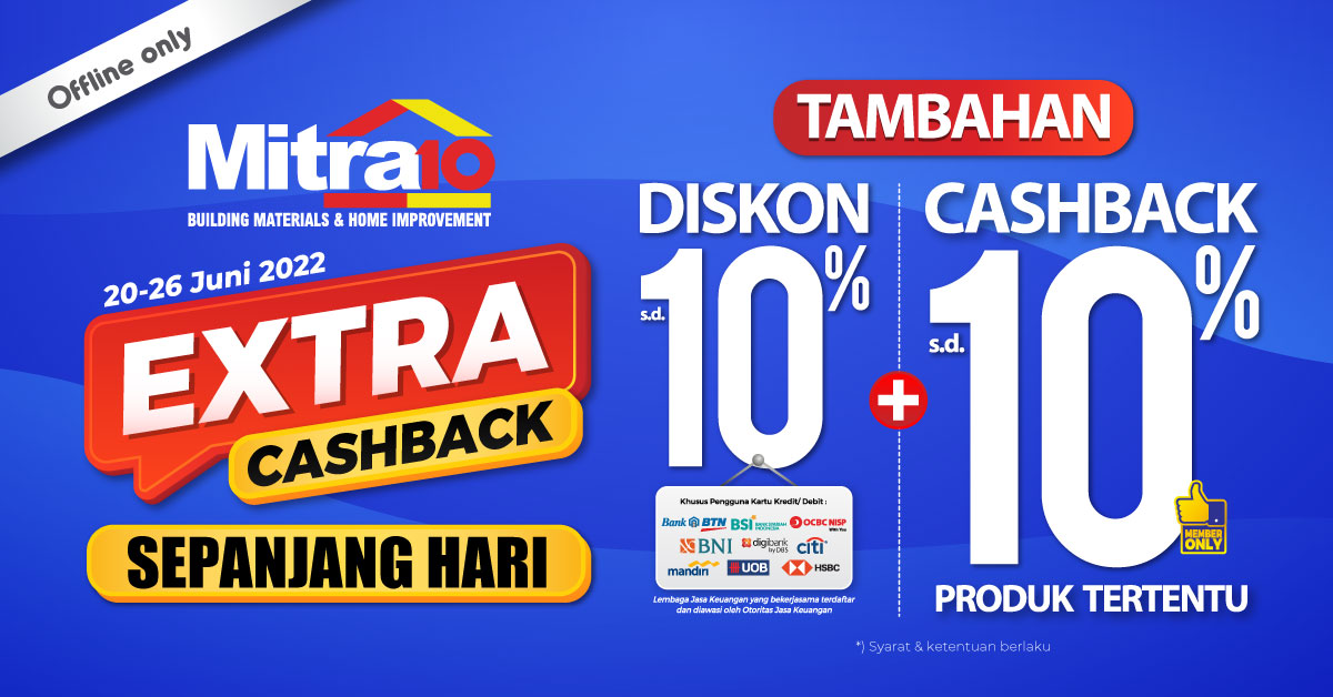 Banner Promo Extra Cashback di Mitra10 Juni 2022