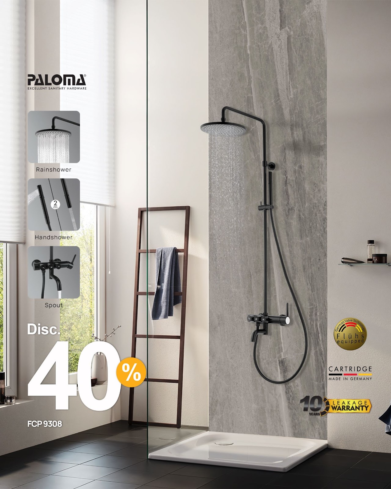 Keunggulan Rainshower Set Duronyx Matte Black Paloma